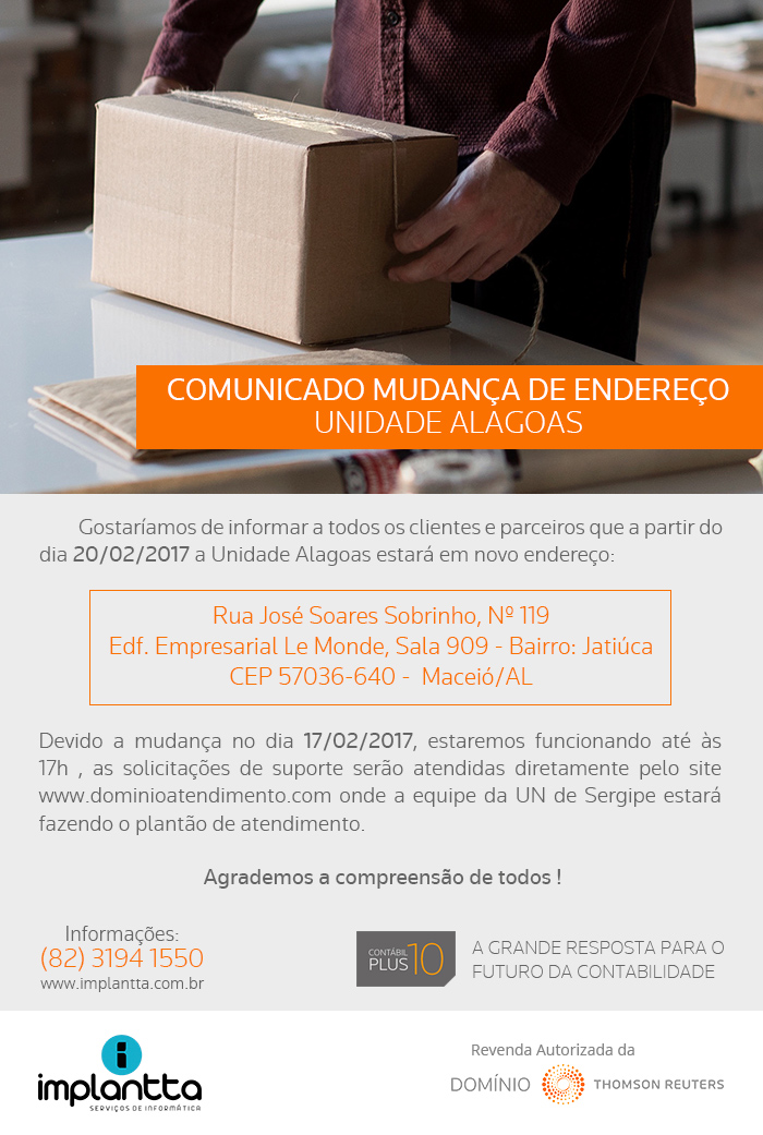 Comunicado endereço